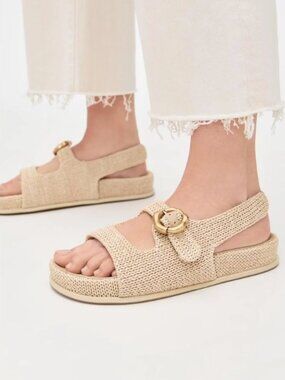 RARE CULT GAIA Brielle Raffia Sporty Sandals 36.5 Natural SOLD OUT